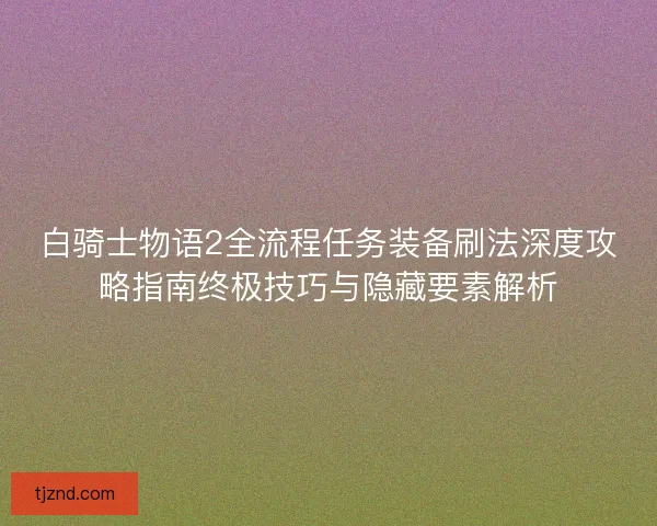 白骑士物语2全流程任务装备刷法深度攻略指南终极技巧与隐藏要素解析