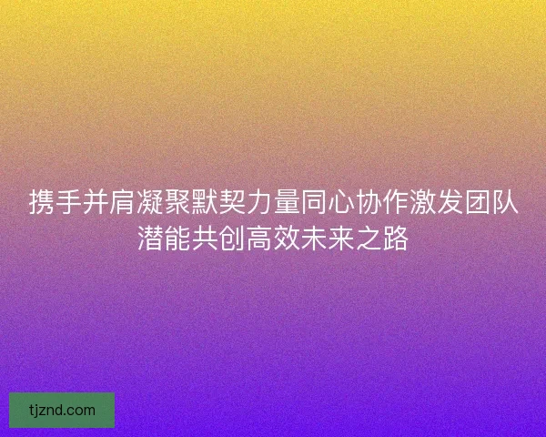 携手并肩凝聚默契力量同心协作激发团队潜能共创高效未来之路